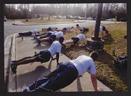 Photograph of Air Force ROTC cadets at physical training